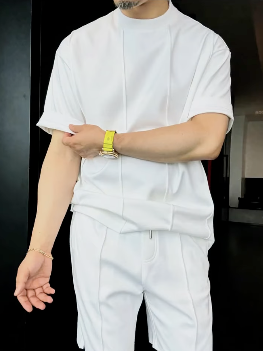 Luxury Premium 2-Piece Summer Set | Round Neck Short Sleeve T-shirt & Breathable Shorts for Men