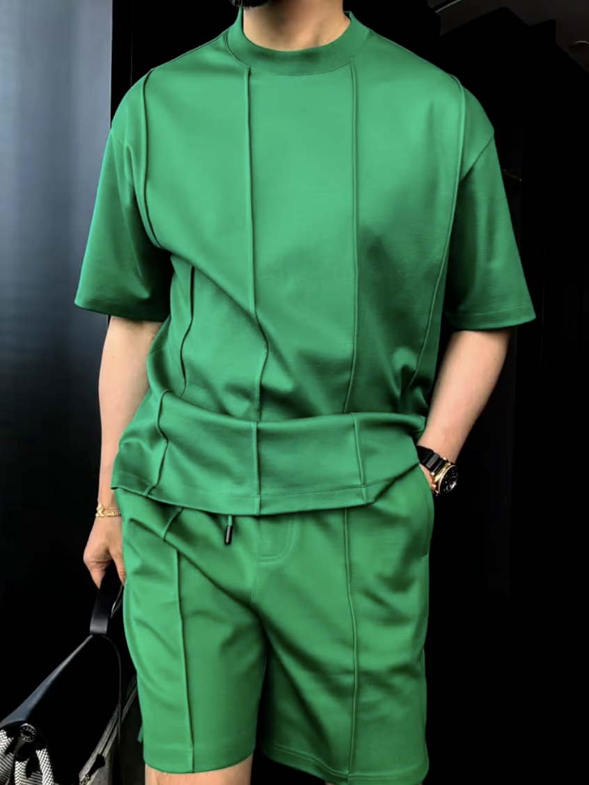 Luxury Premium 2-Piece Summer Set | Round Neck Short Sleeve T-shirt & Breathable Shorts for Men