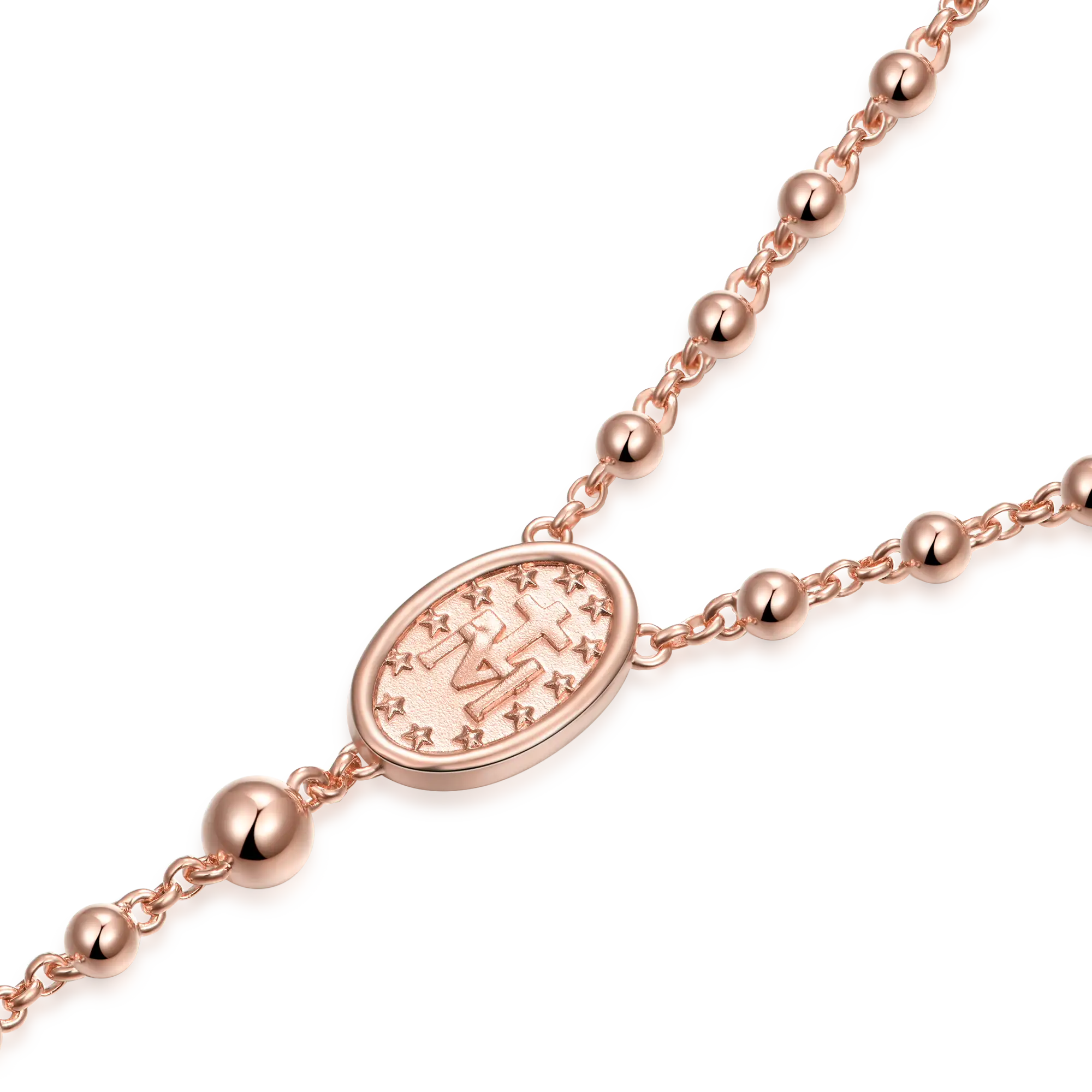 Custom Adjustable 14k Gold Virgin Mary Rosary Necklace