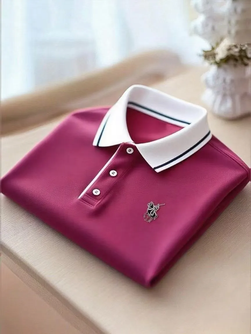 Men's Business Casual Button Short Sleeve Polo Shirt