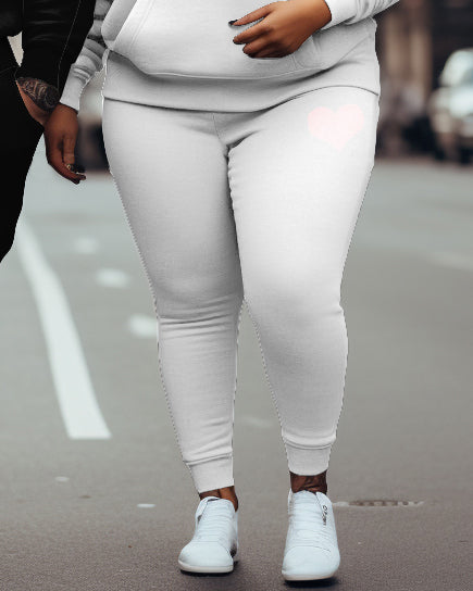 Couple Plus Size Casual I Love Fat Guy/Girl Hoodie Set