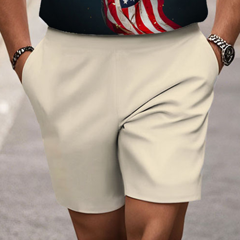 Men's Fashion Casual Round-Neck Geometric Printed Short-Sleeved Two-Piece Set