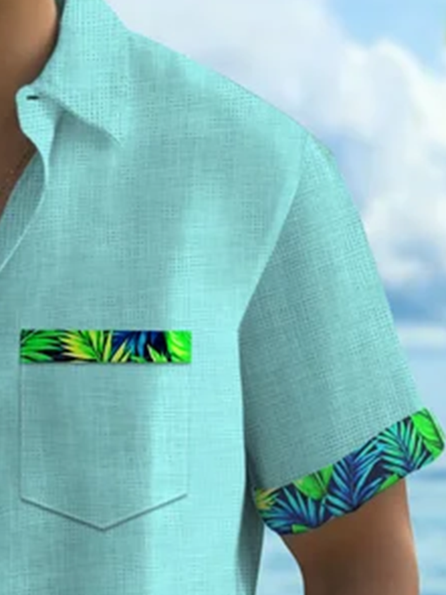 FIP Hawaii Basic Textured Floral Print Men's Button-Down Short-Sleeve Shirt Big & Tall
