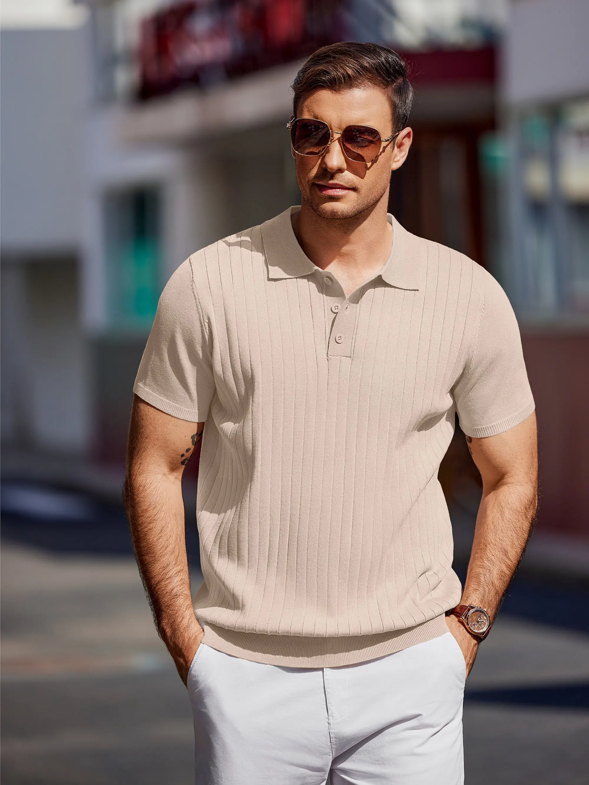 Men's Lightweight Knit Polo Shirt - Short Sleeve Casual
