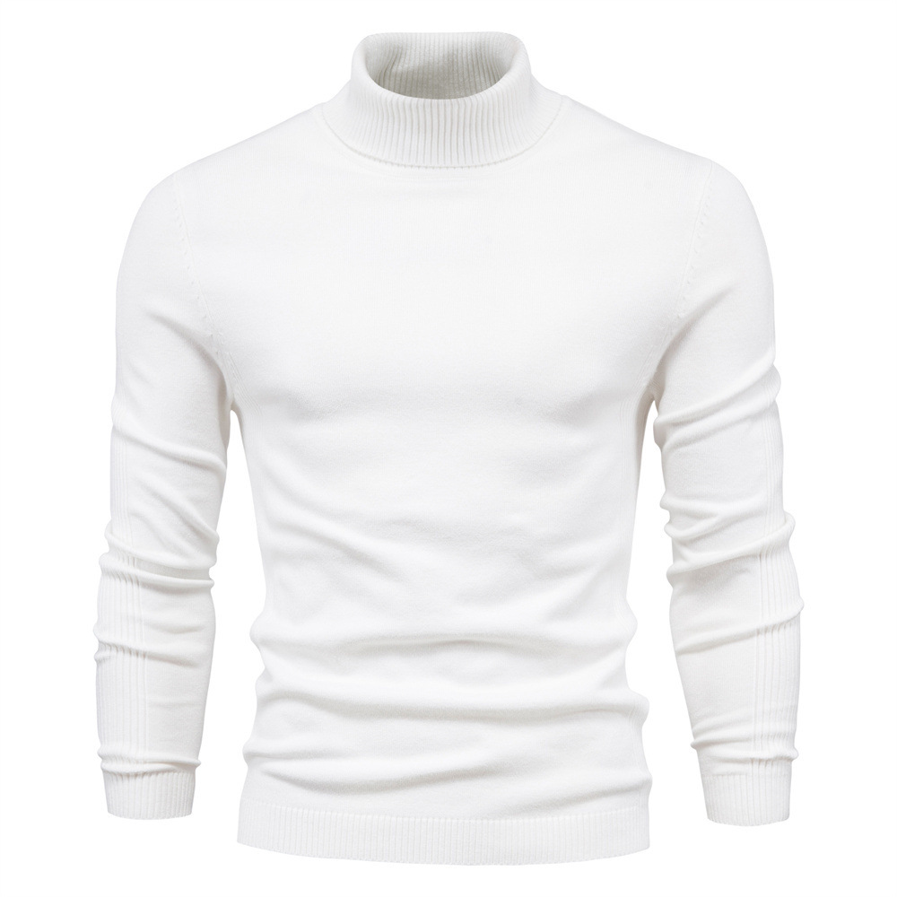 Men's Shirtssolid Color Turtleneck Pullover Sweater Tops