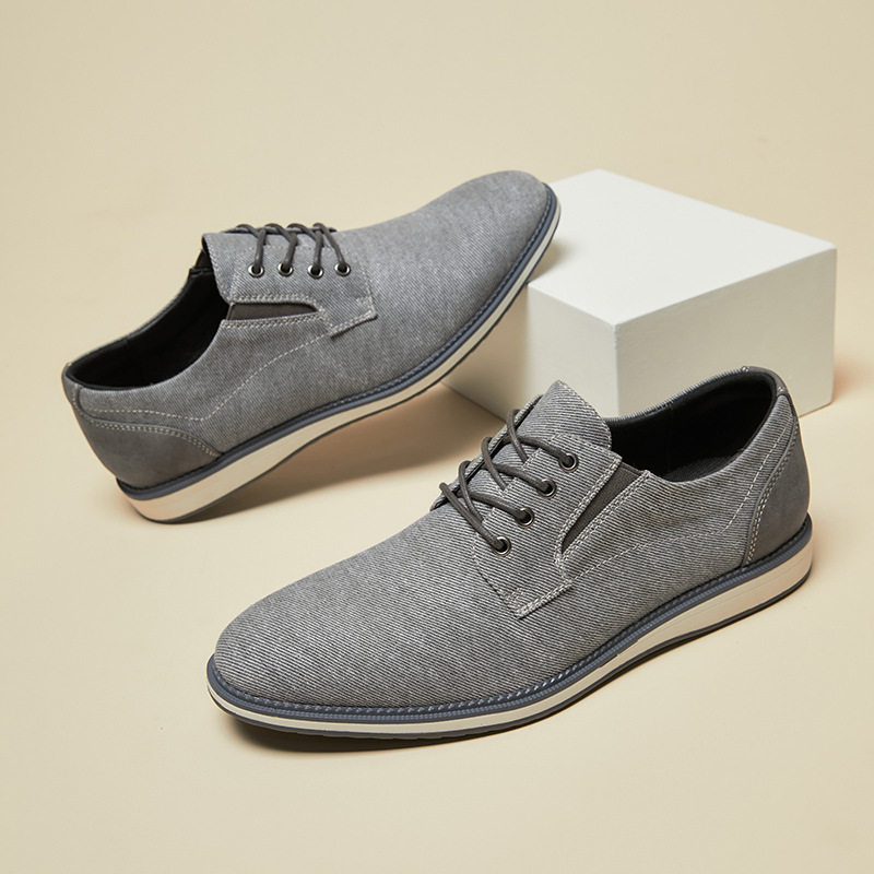 Men's Retro Business Pointed Lace-Up Canvas Shoes