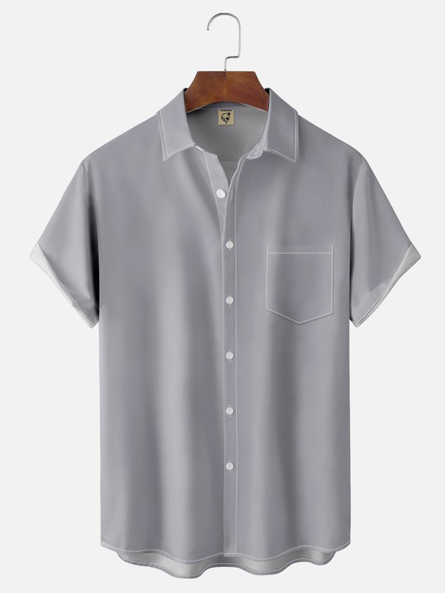 Moisture-wicking Solid Color Chest Pocket Casual Shirt