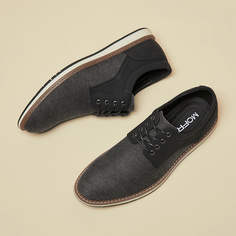 Men's Retro Business Pointed Lace-Up Canvas Shoes