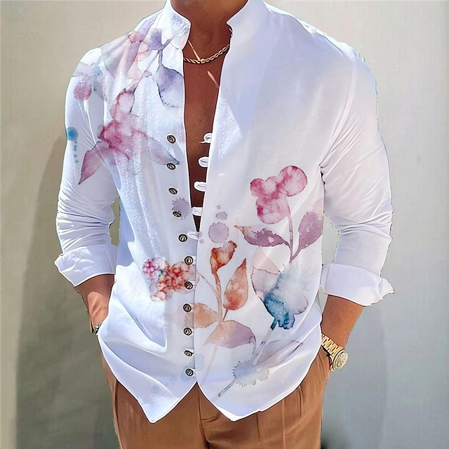 Men's Casual Button-Up Collar Long Sleeves Blouses & Shirt Tops