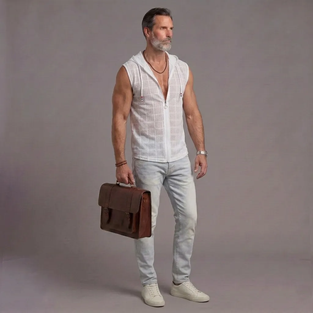 Summer Plaid Sleeveless T-Shirt For Men, Polo Collar, Loose Fit