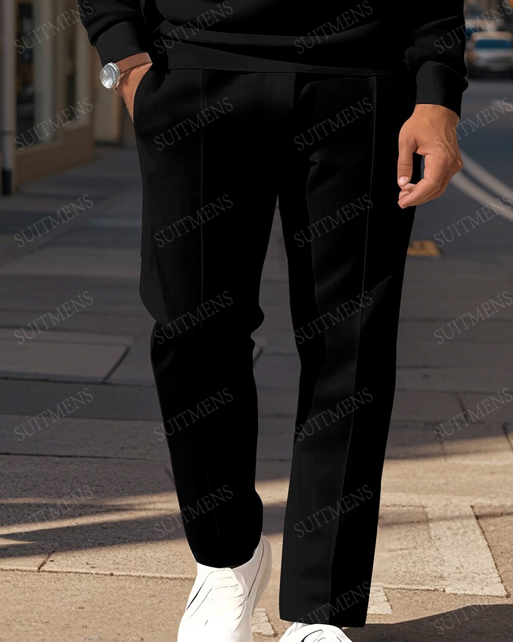 Men's Casual Colorblock Personalized Long Sleeve Polo Shirt Set 004