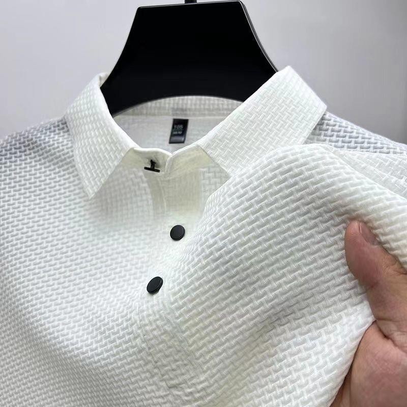 Men's Daily Breathable Button Short Sleeve Solid Polo Shirt