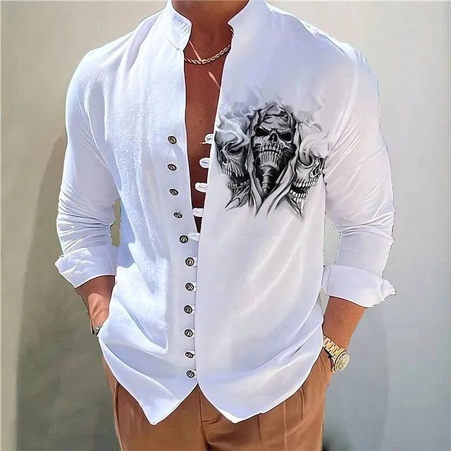 Men's Casual Button-Up Collar Long Sleeves Blouses & Shirt Tops