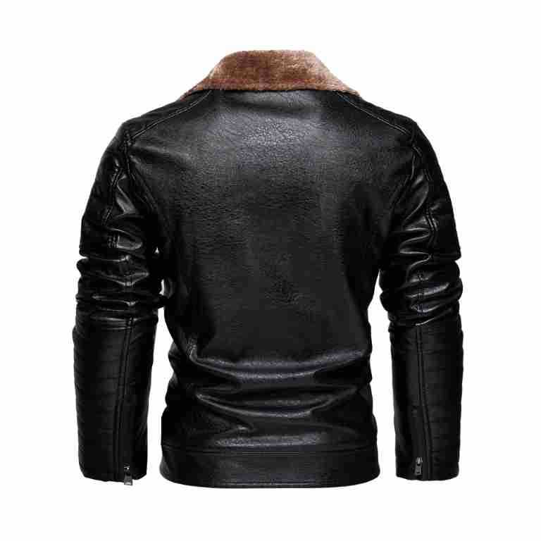 Men's Motorcycle Jacket Plush Leather Jacket