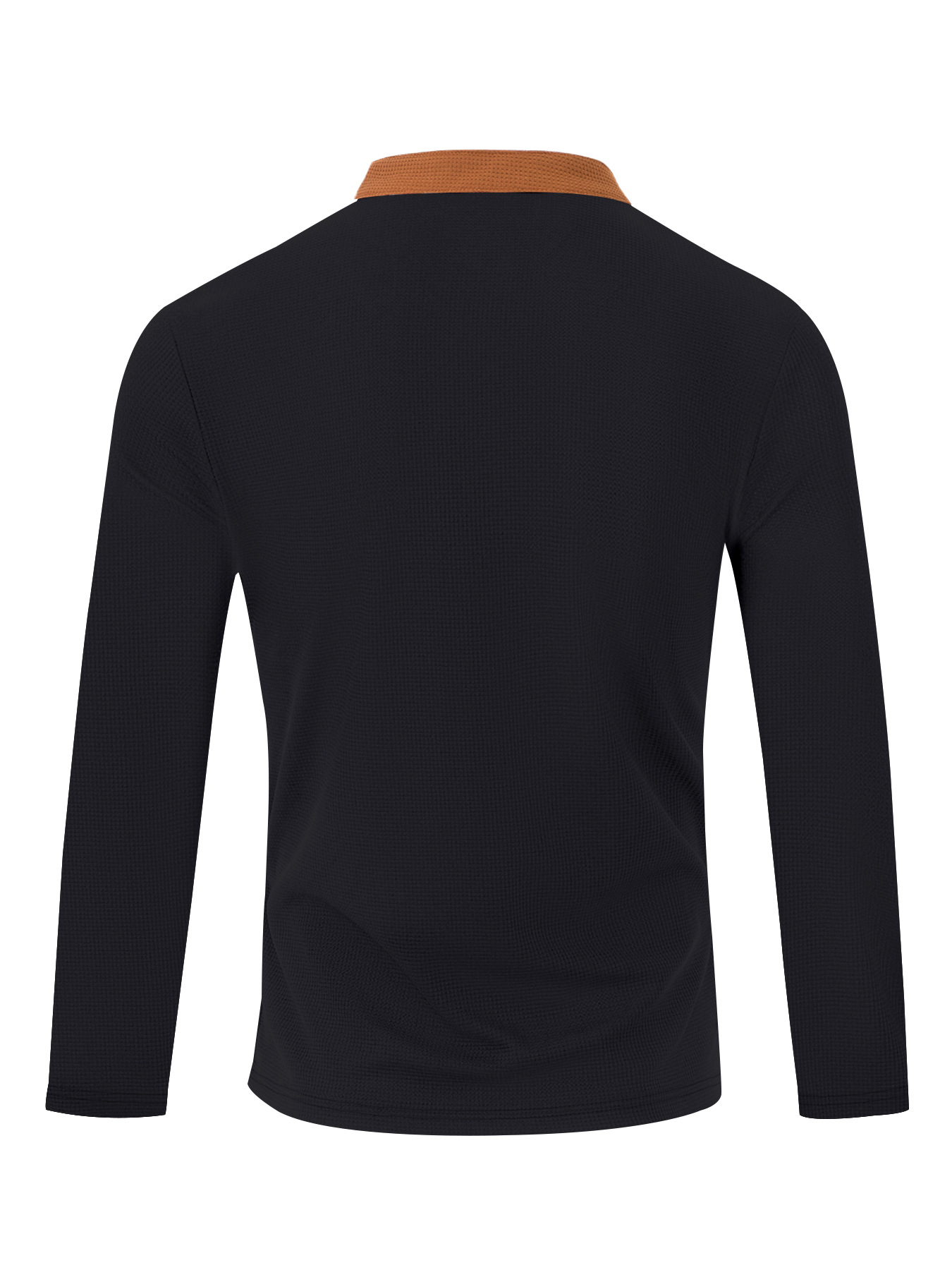 Men's Casual Solid Color Waffle V-Neckb Bandage Long Sleeved T-Shirts