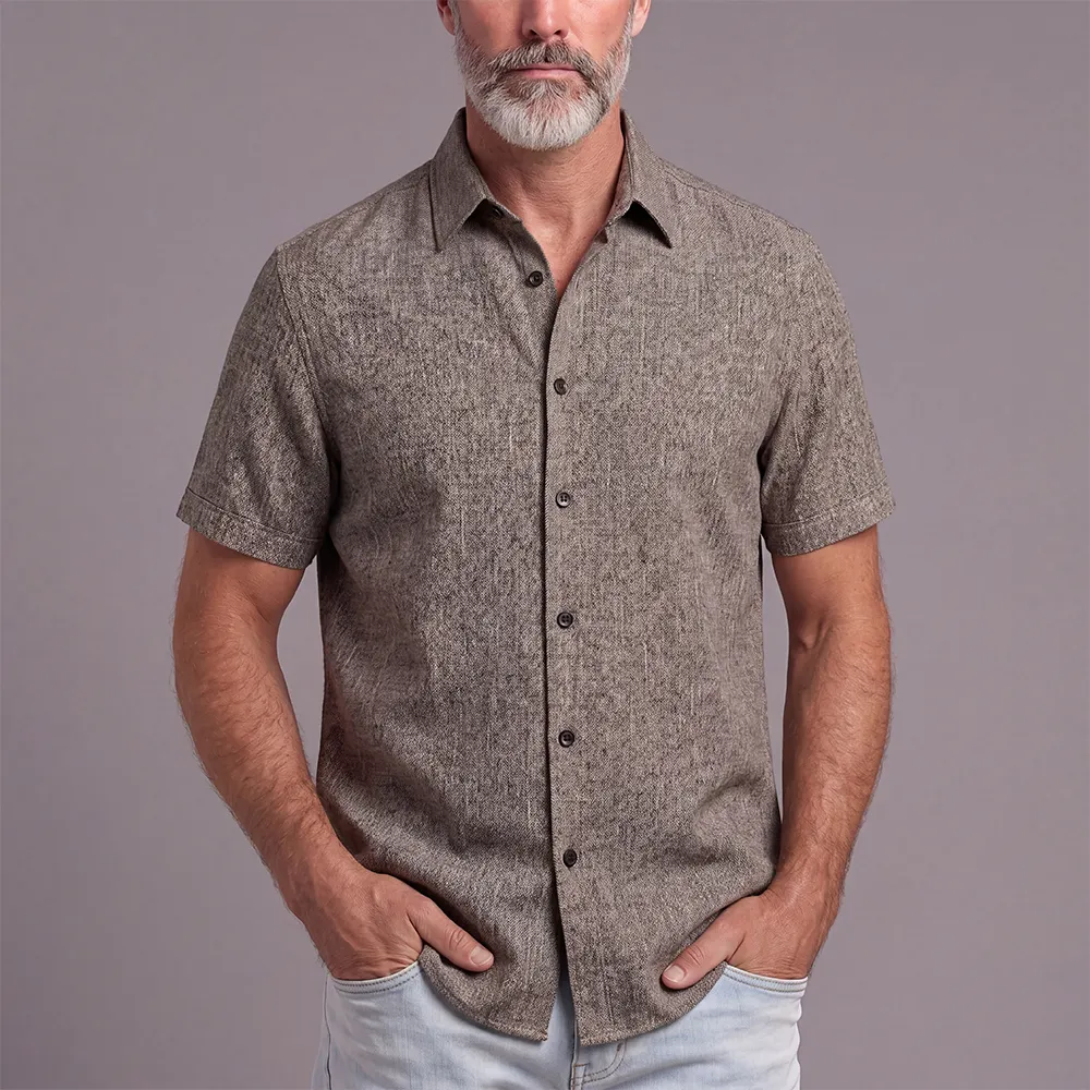 Men's Solid-Color Button-Down Shirt