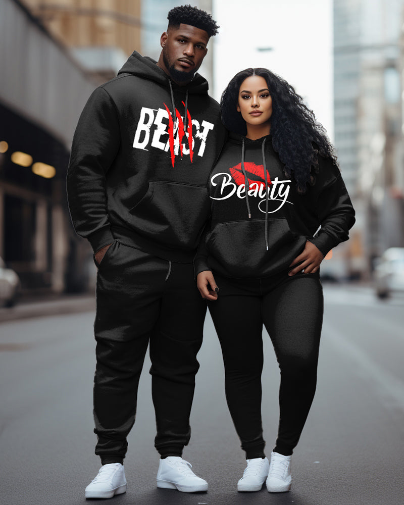 Couple Big and Tall Casual Couple Outfits For Couples Beauty Graffiti Hoodie Set