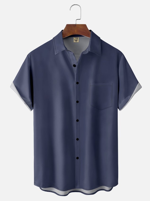 Moisture-wicking Solid Color Chest Pocket Casual Shirt