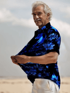 FIP Hawaiian Floral 3D Print Men's Button Pocket Short Sleeve Shirt