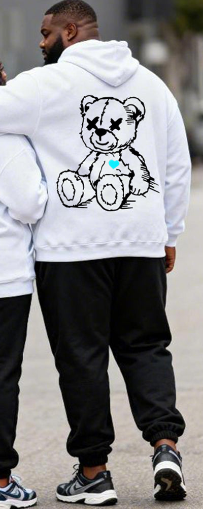 Big & Tall Couples Heartbreak Bear Print Hoodie Set