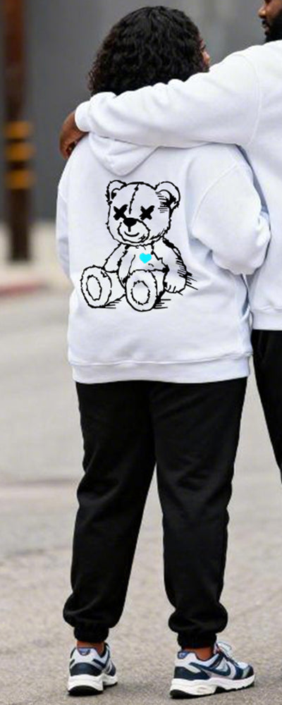 Big & Tall Couples Heartbreak Bear Print Hoodie Set