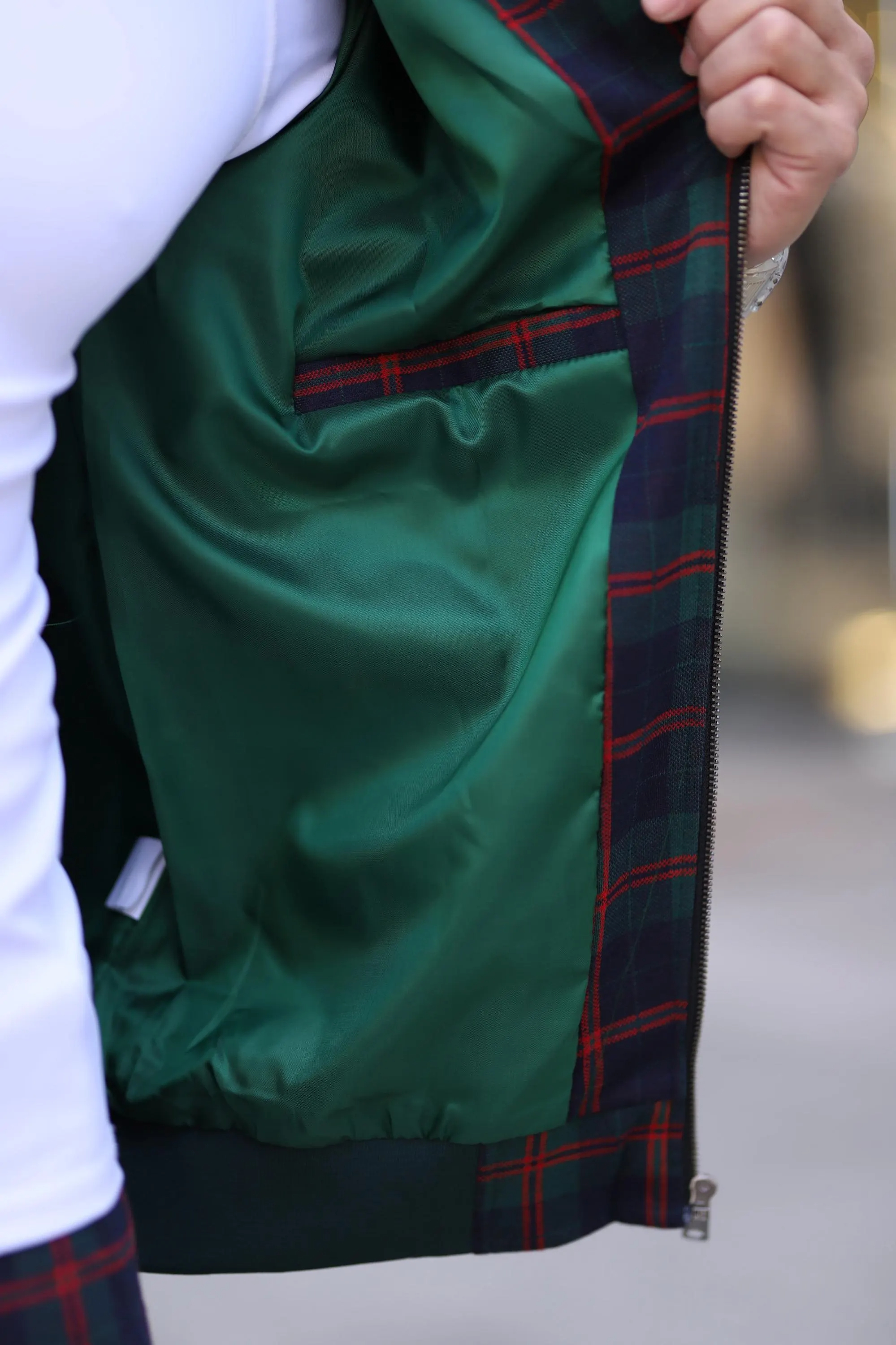 Men's Quilted Thick Plaid Long-Sleeved Jacket Trousers Two-Piece Set