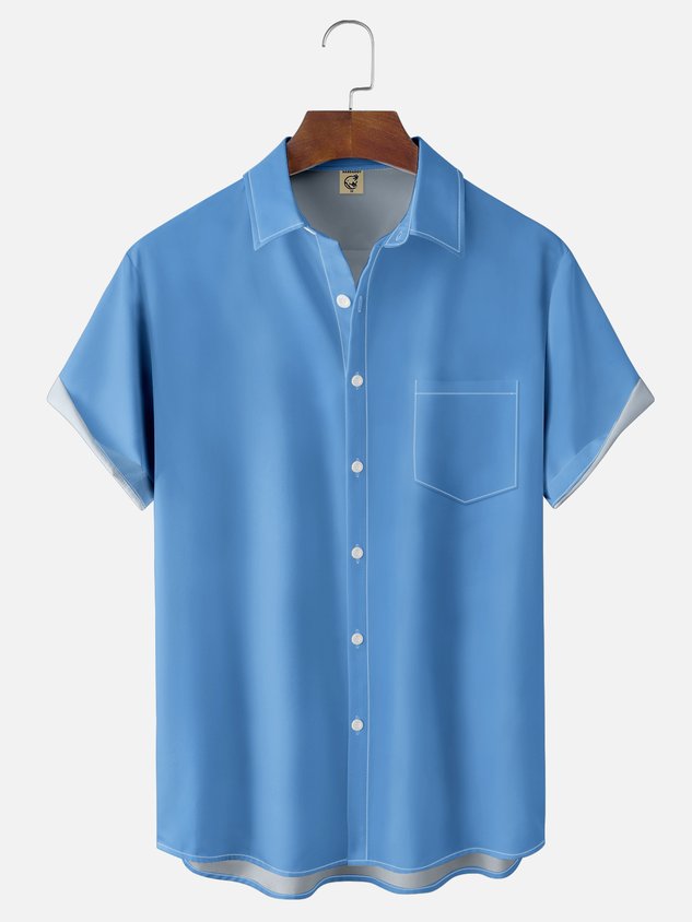 Moisture-wicking Solid Color Chest Pocket Casual Shirt
