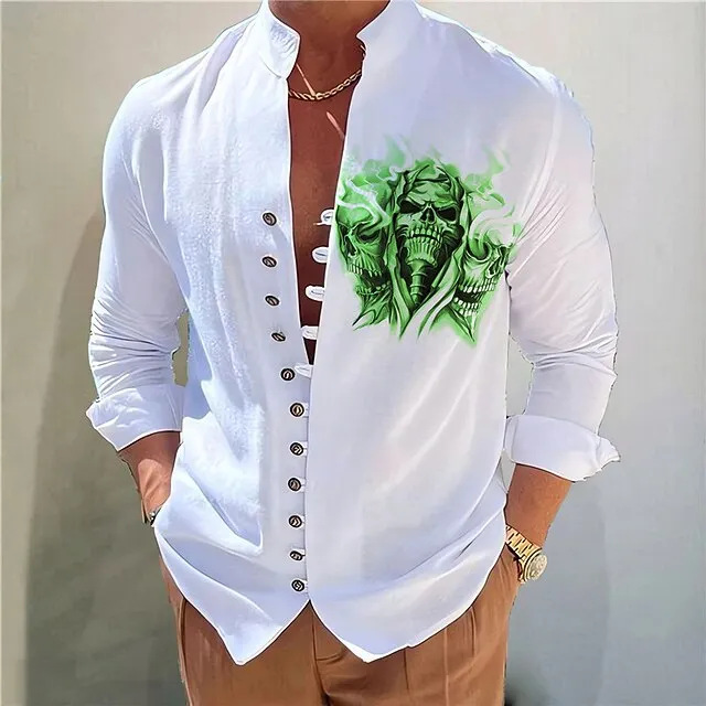 Men's Casual Button-Up Collar Long Sleeves Blouses & Shirt Tops