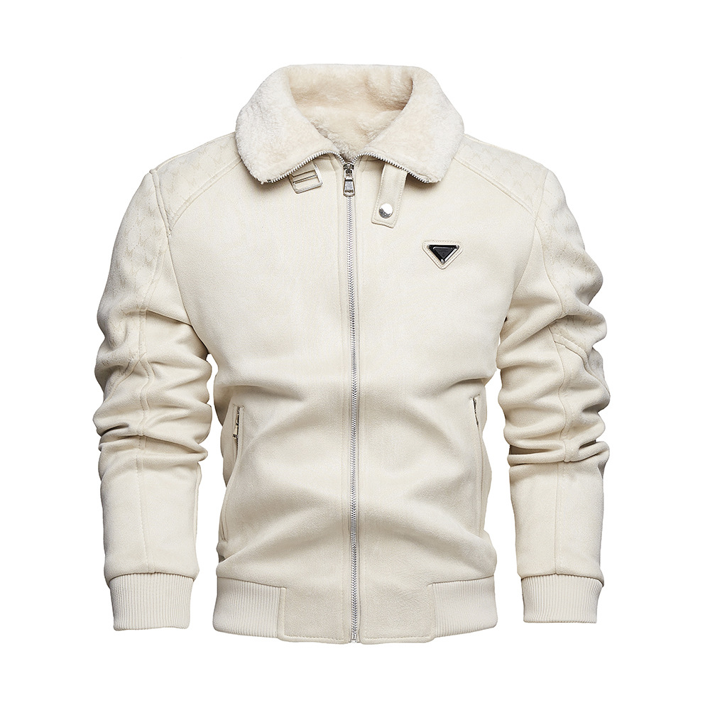 Men's Motorcycle Jacket Plush Leather Jacket