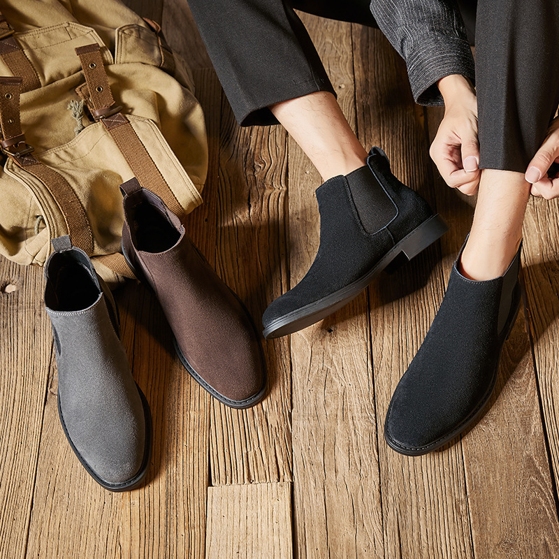 Men's Genuine Leather British Style High-Top Leather Shoes