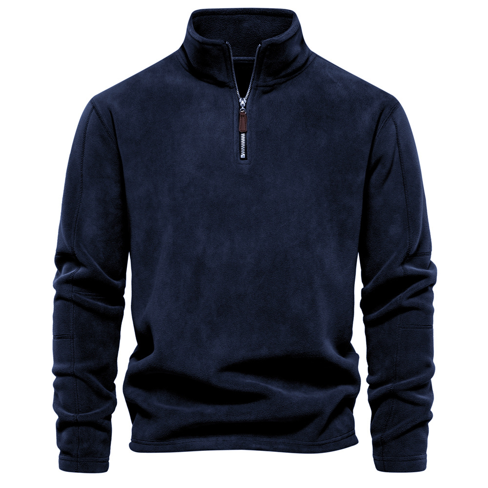 Men's Stand Collar Zip Long Sleeve Polar Fleece Sweatshirt