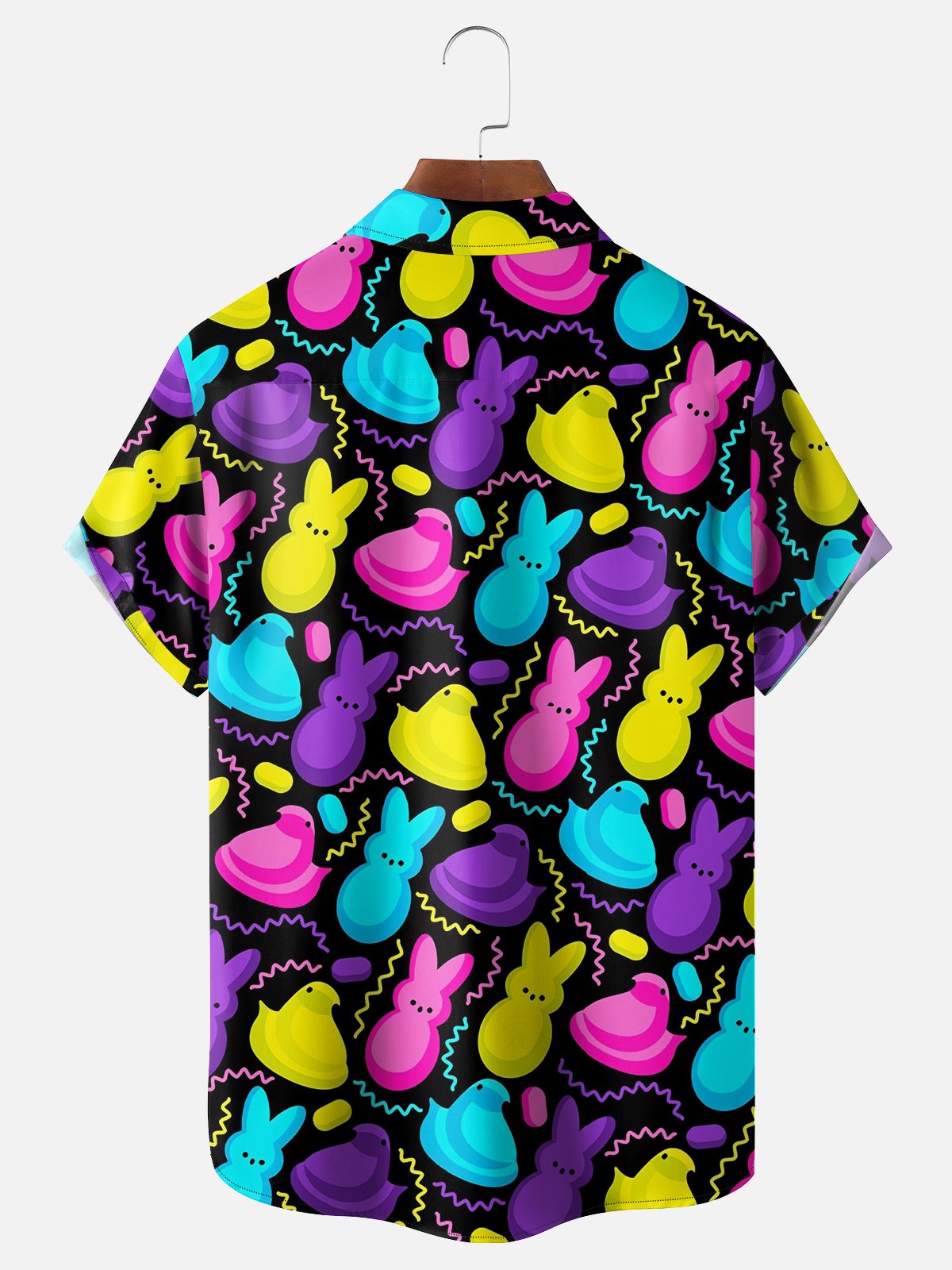 Moisture Wicking Easter Egg Bunny Chest Pocket Hawaiian Shirt