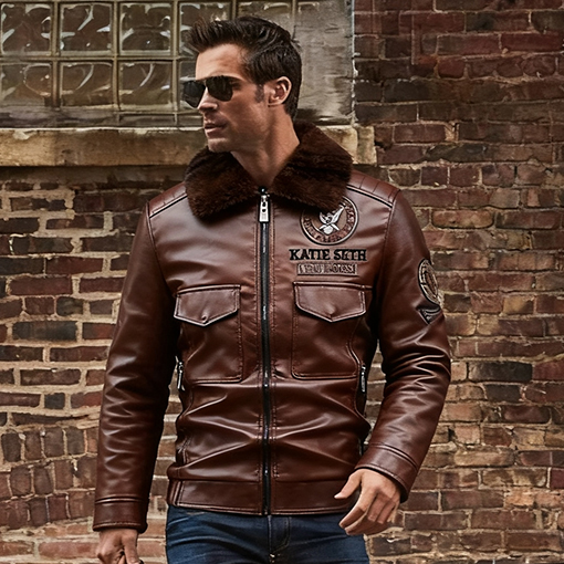 Men's Motorcycle Jacket Plush Leather Jacket