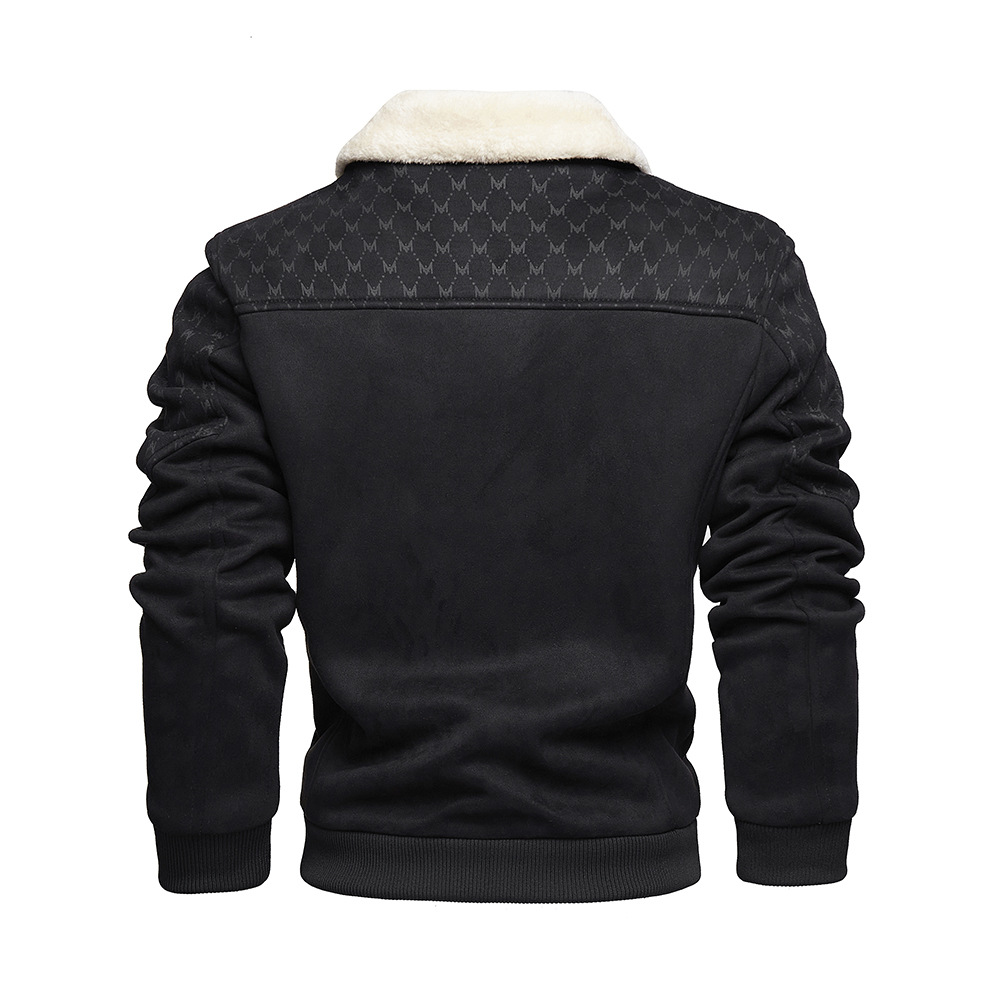 Men's Motorcycle Jacket Plush Leather Jacket