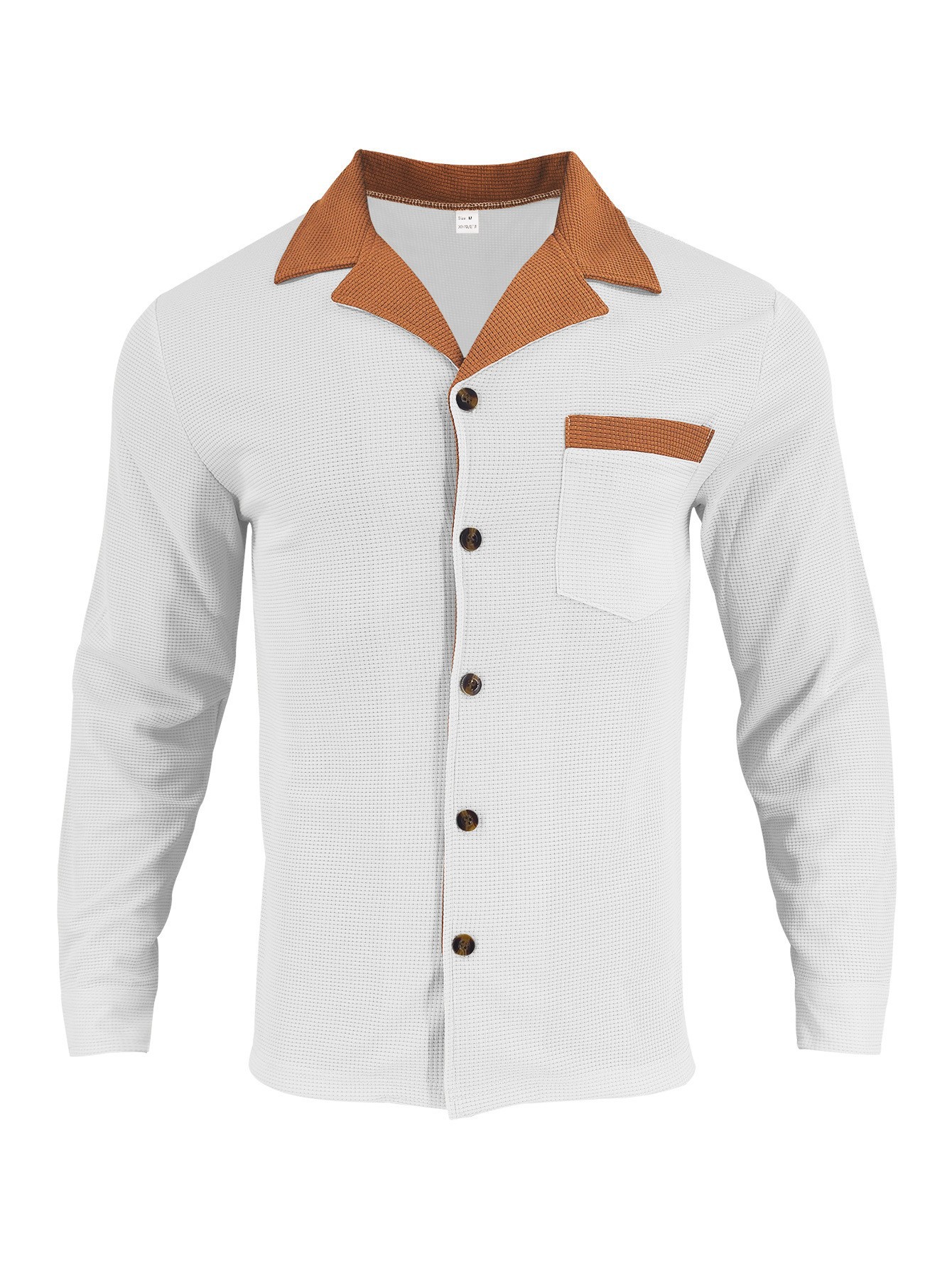 Men's Waffle Solid Color Long Sleeves Blouses&Shirts Tops
