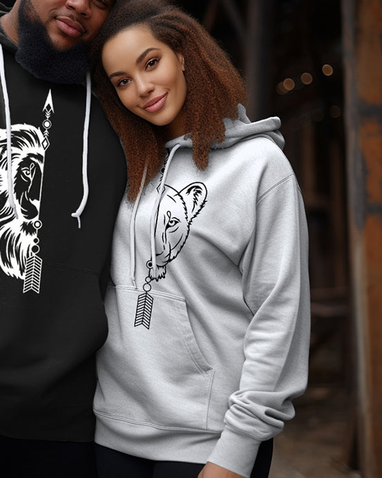 Couple's Plus Size Simple Casual Retro Lover Lion And Panther Long-Sleeved Sweatshirt