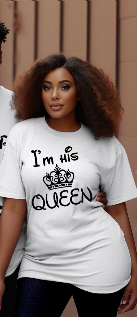 Couple Big & Tall I Am Queen/King Round Neck Short Sleeve T-Shirt
