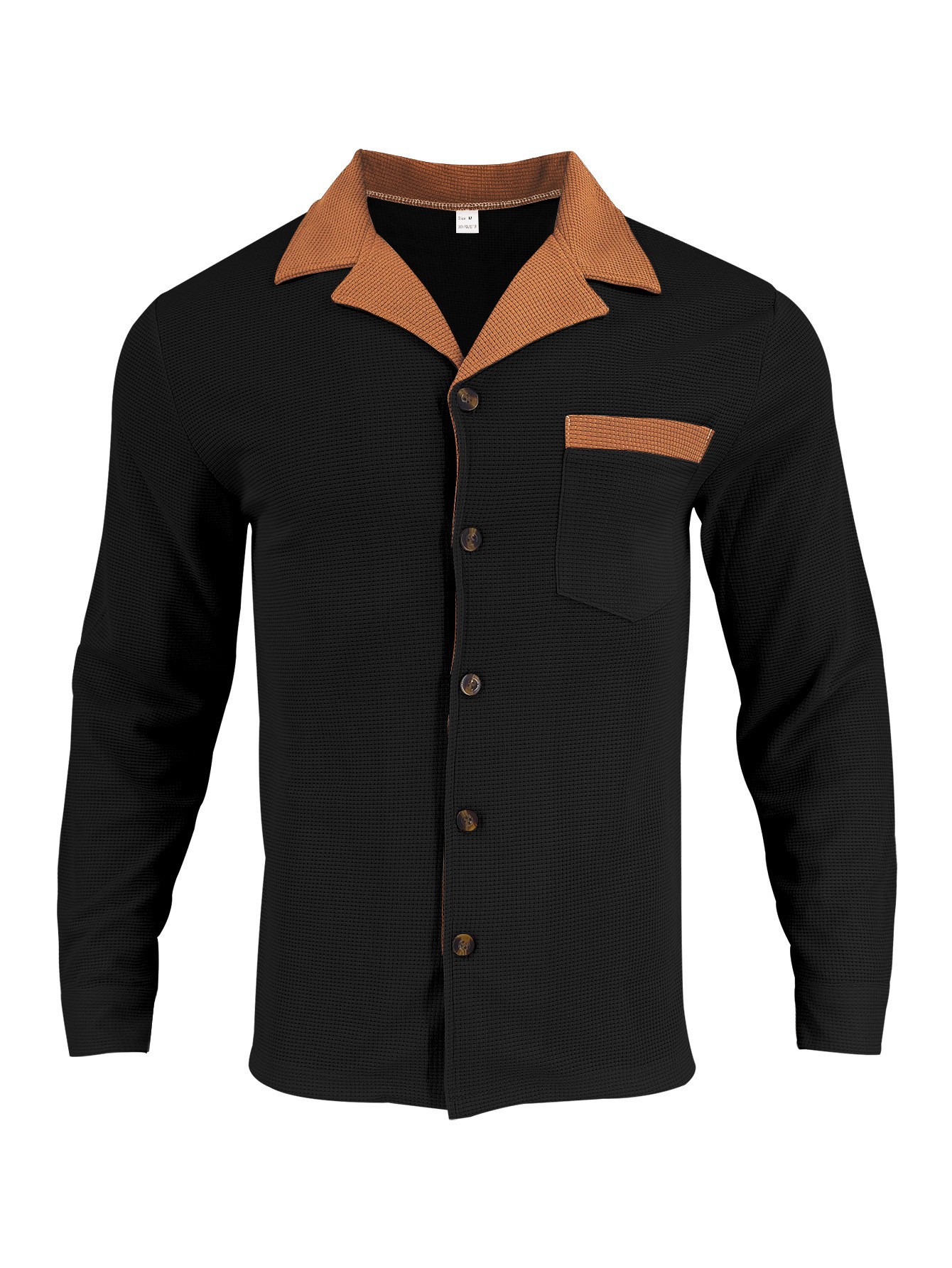 Men's Waffle Solid Color Long Sleeves Blouses&Shirts Tops