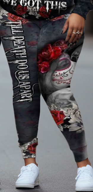 Big & Tall Couple Skull Hoodie And Sweatpants Set You And Me We Got This