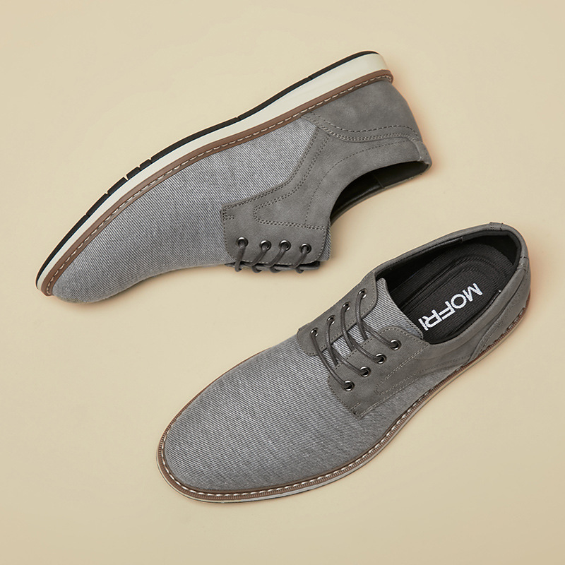 Men's Retro Business Pointed Lace-Up Canvas Shoes