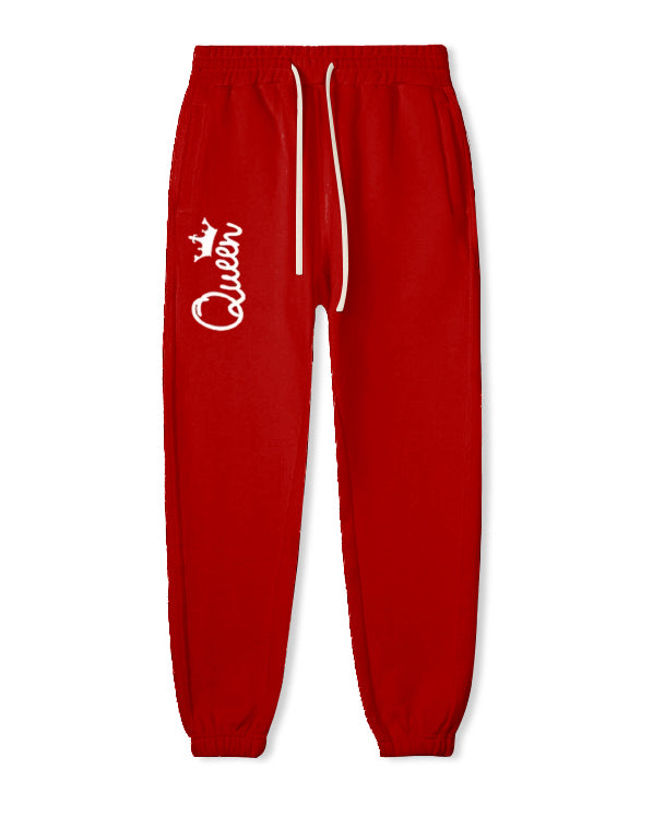 Couple Big Casual Outfit Red King and Queen Hoodie Set