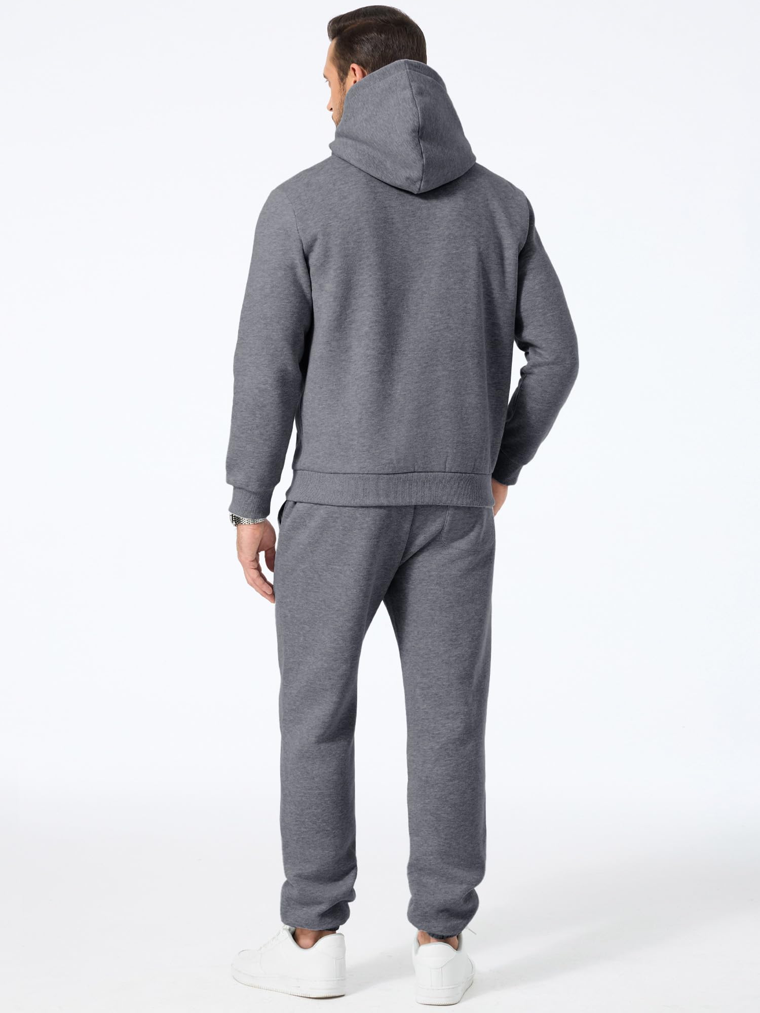 Men's Casual Hoodies Solid Color Long-Sleeved Trousers Two-Piece Sets
