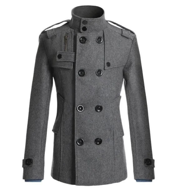 Men's Slim Mid-Length Woolen Trench Coat