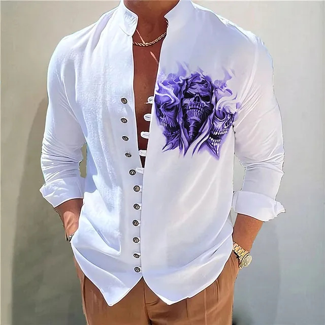 Men's Casual Button-Up Collar Long Sleeves Blouses & Shirt Tops