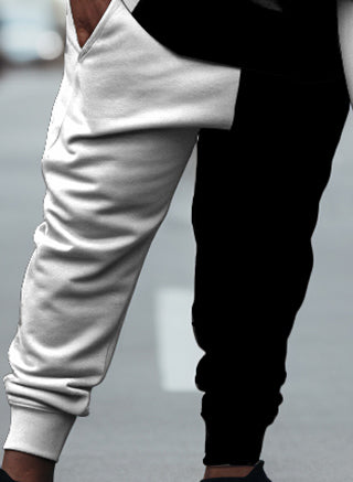 Couple's Large Size Casual Couple Outfit Color Blocked KING QUEEN Hoodie Set