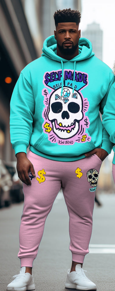 Couple Big & Tall Casual Outfit Self Made Skull Hoodie Set