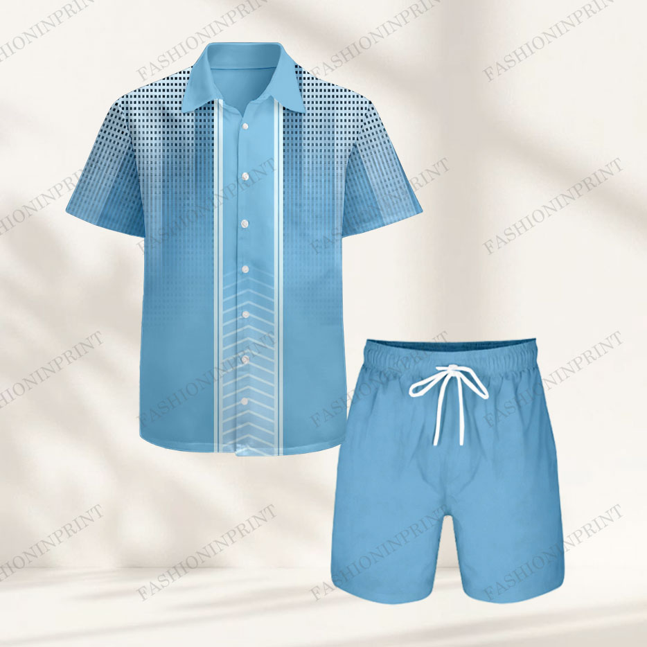 Men's Casual Short-Sleeved Shirt And Shorts Two-Piece Set