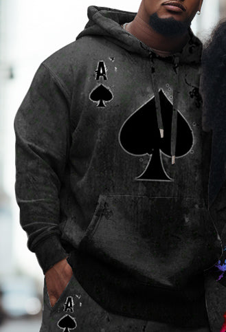 Couple Big and Tall Casual Couple Outfit Poker A Gradient Color Hoodie Set