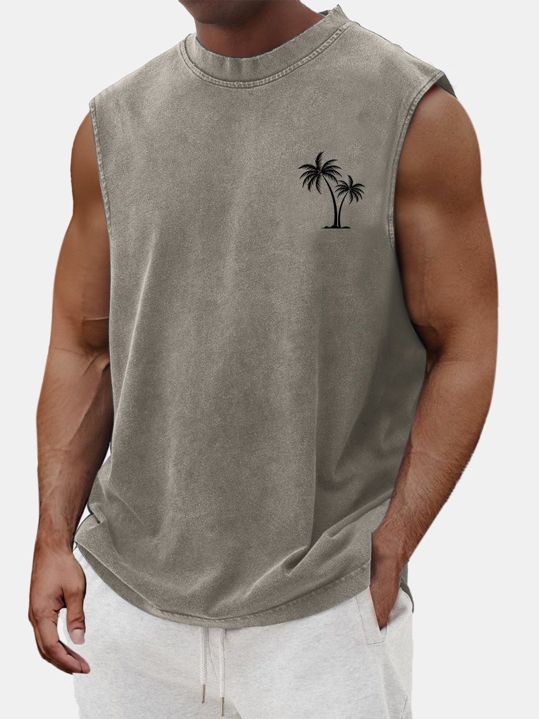 Men's Summer Casual And Comfortable Coconut Print Sleeveless T-shirt