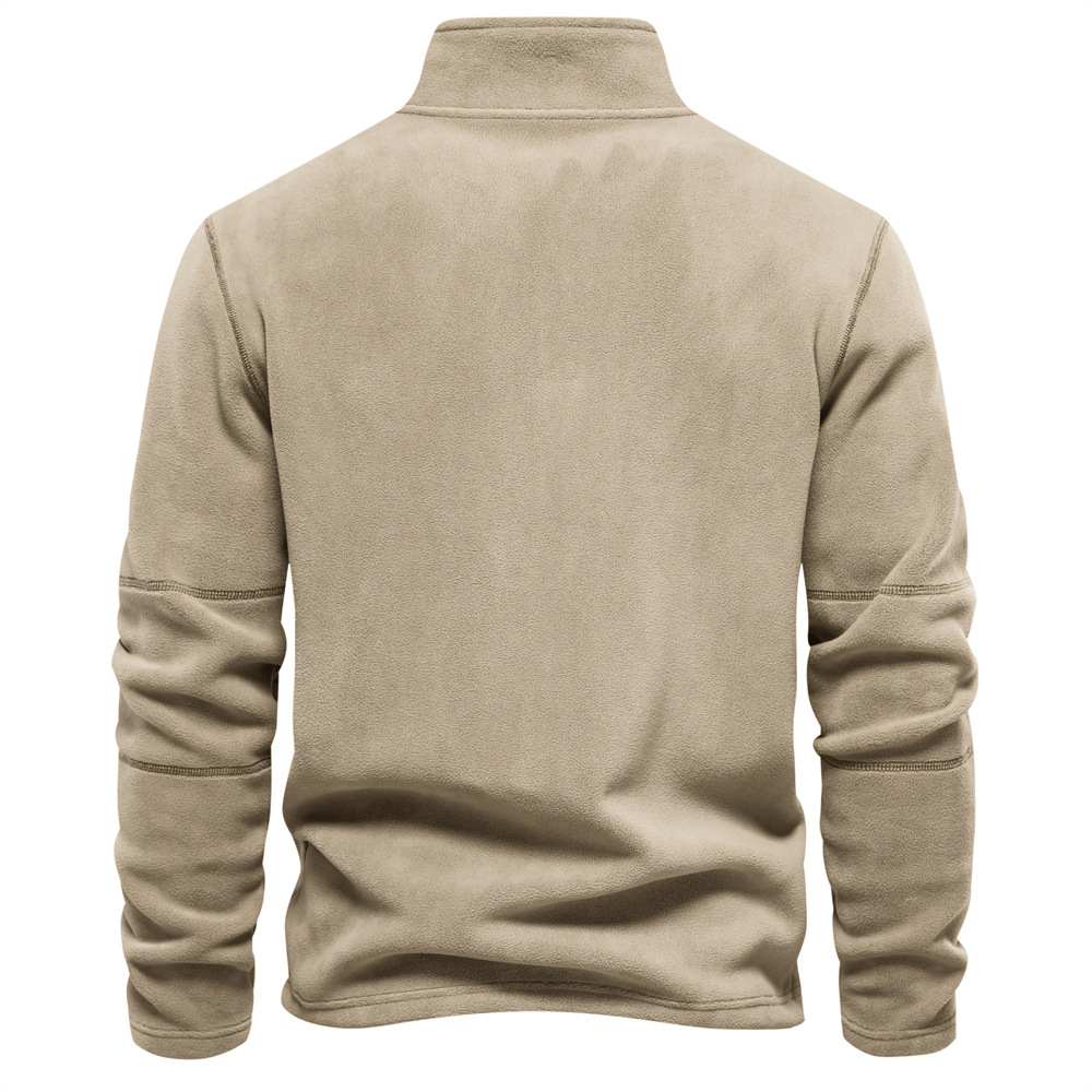 Men's Stand Collar Zip Long Sleeve Polar Fleece Sweatshirt